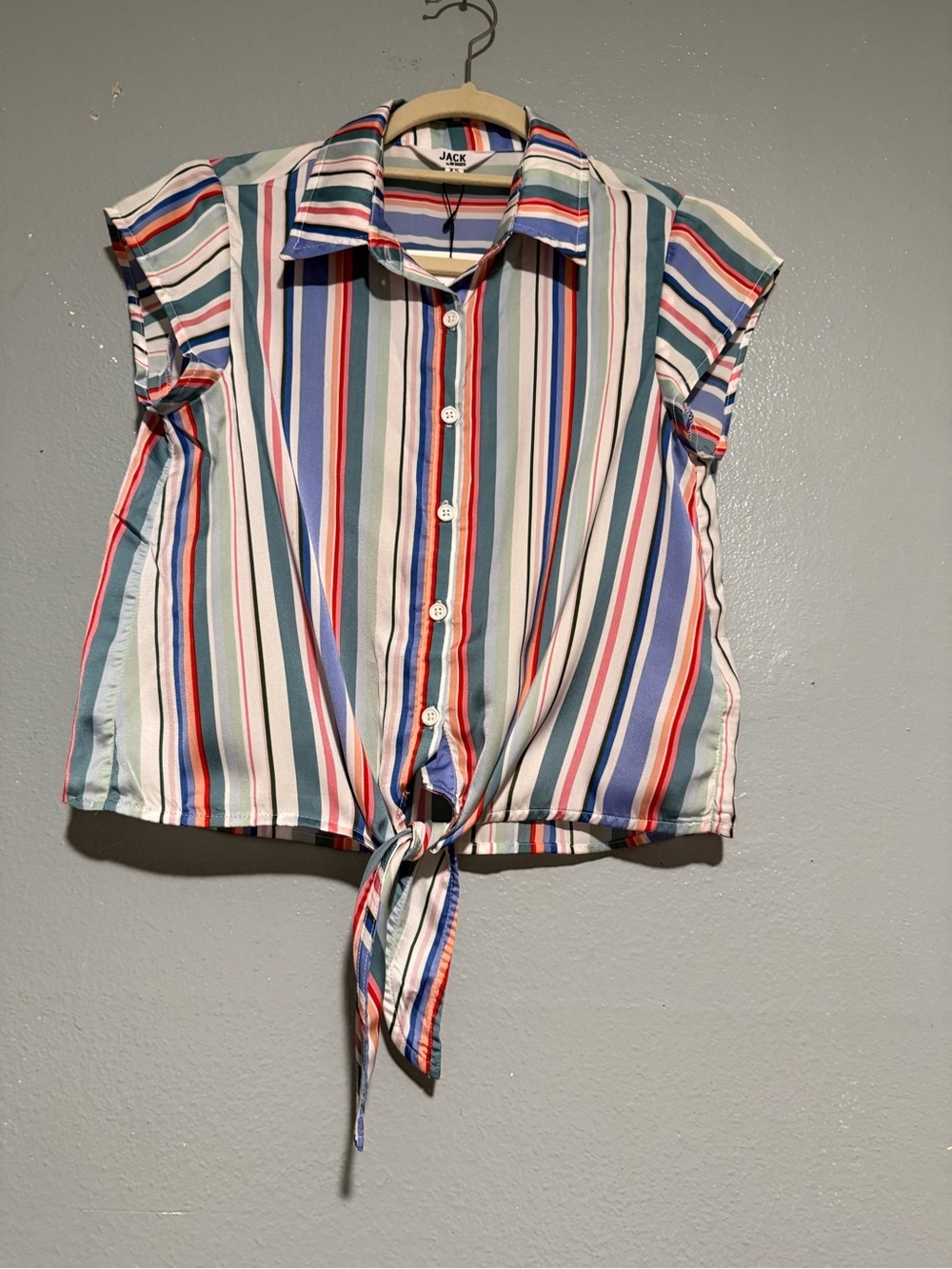 NWT Jack by BB Dakota Multicolor Striped Tie-Front Shirt size XS